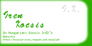 iren kocsis business card